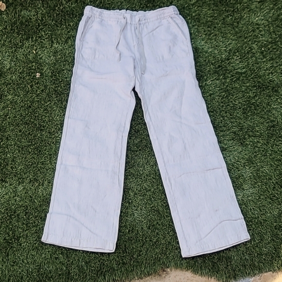 Caslon Linen Cropped Straight Leg Beach Pants in Light Tan Flax Size XS - Picture 2 of 11